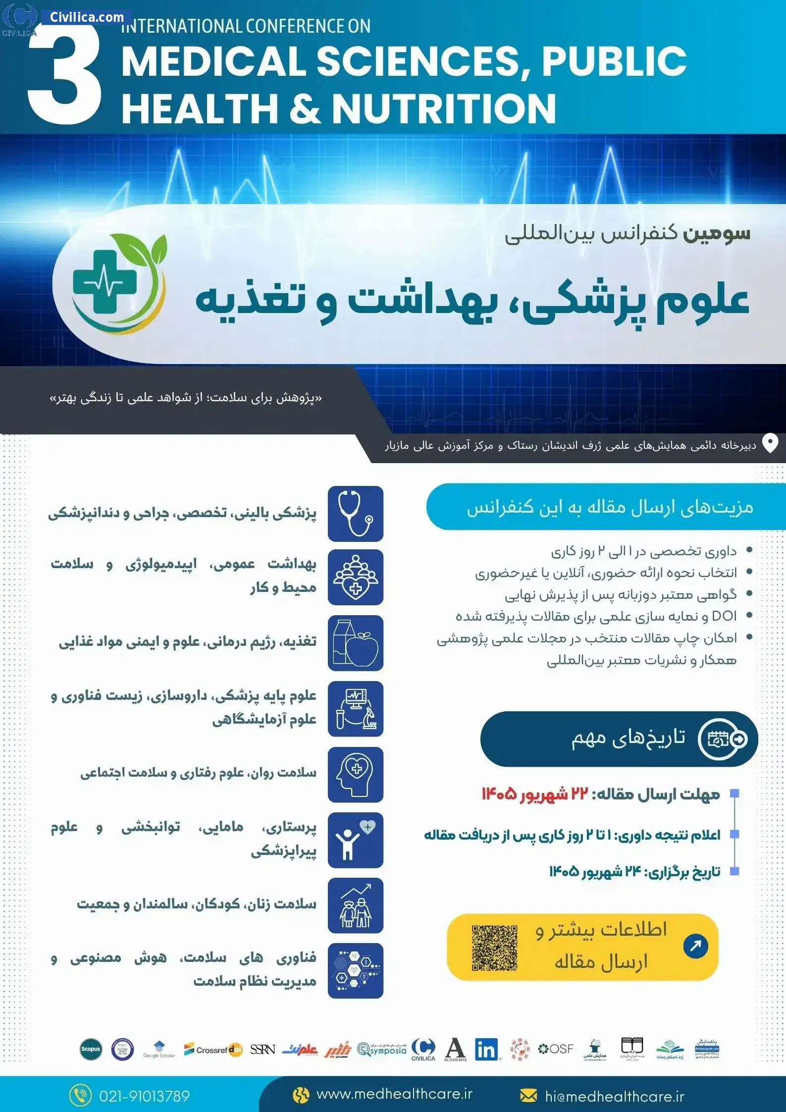 پوستر سومین کنفرانس بین المللی علوم پزشکی، بهداشت و تغذیه