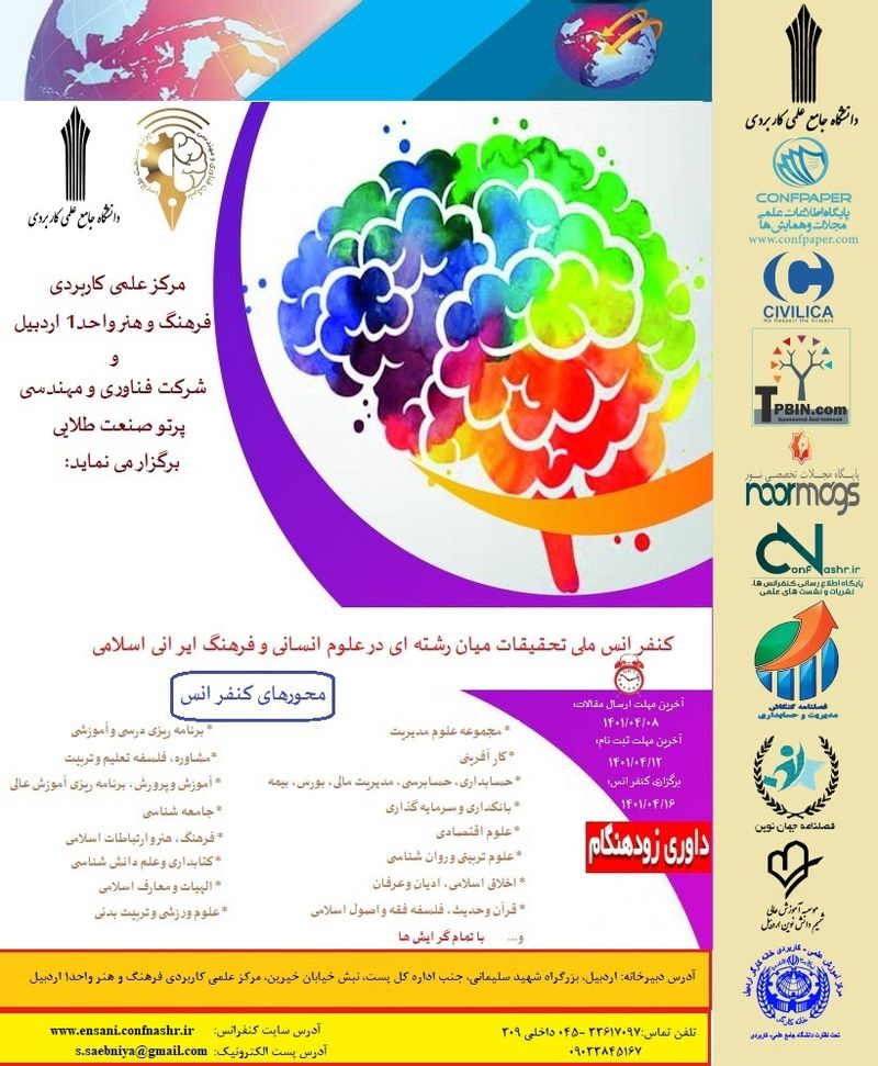 پوستر مجموعه مقالات کنفرانس ملی تحقیقات میان رشته ای در علوم انسانی و فرهنگ ایرانی اسلامی