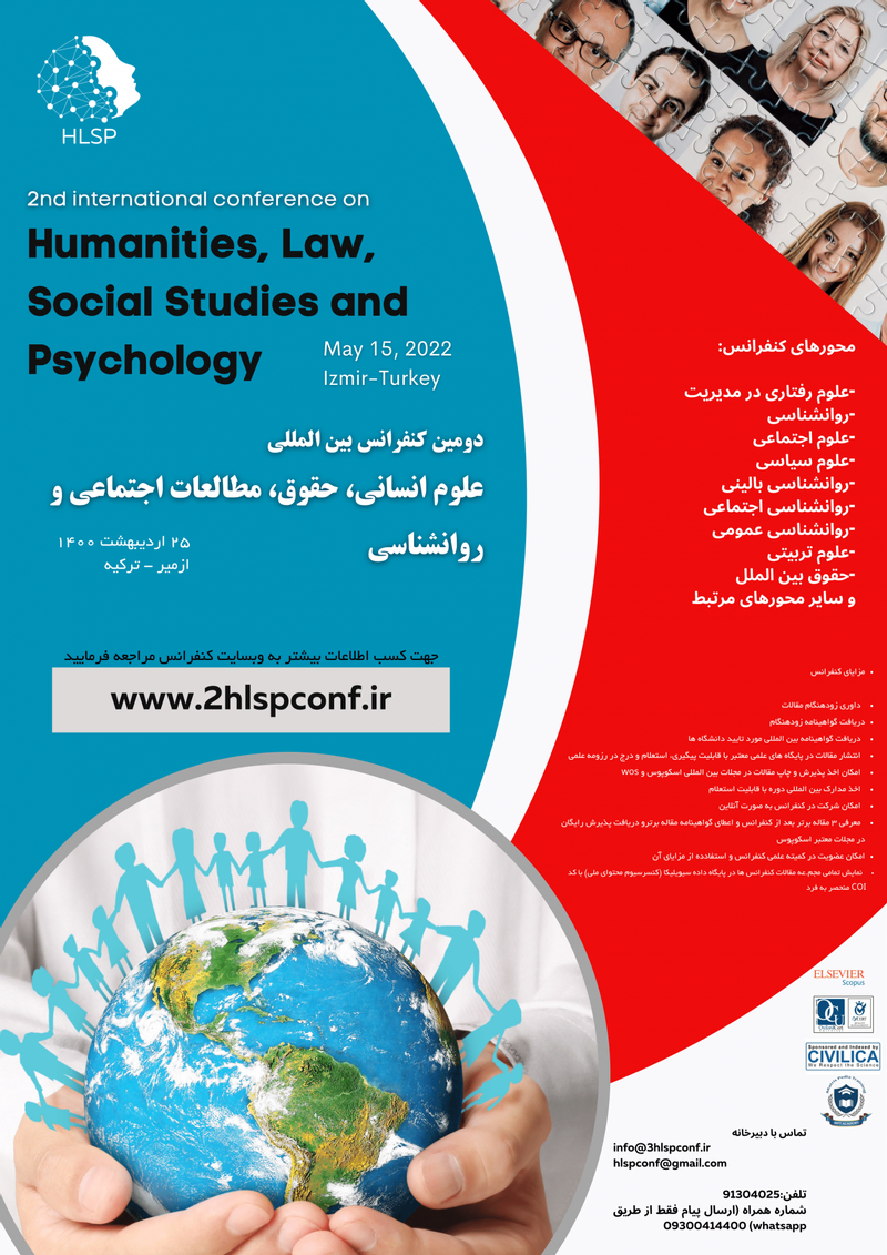 پوستر مجموعه مقالات دومین کنفرانس بین المللی علوم انسانی، حقوق، مطالعات اجتماعی و روانشناسی