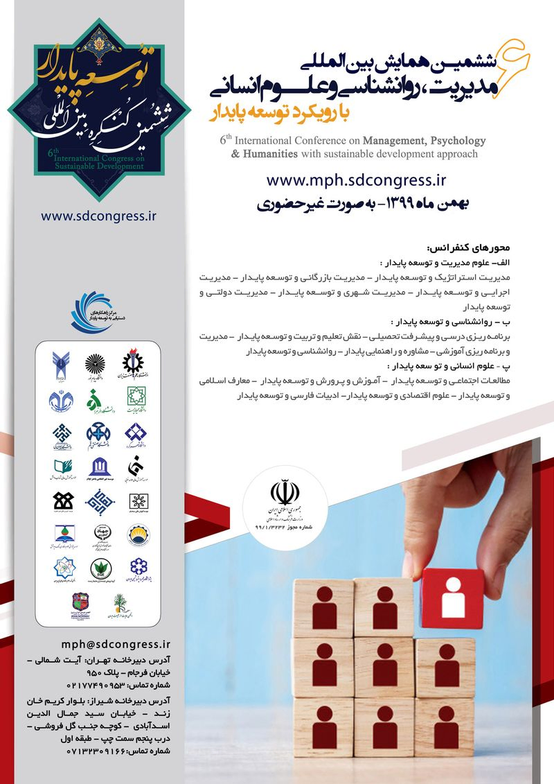 پوستر مجموعه مقالات ششمین همایش بین المللی مدیریت، روانشناسی و علوم انسانی با رویکرد توسعه پایدار