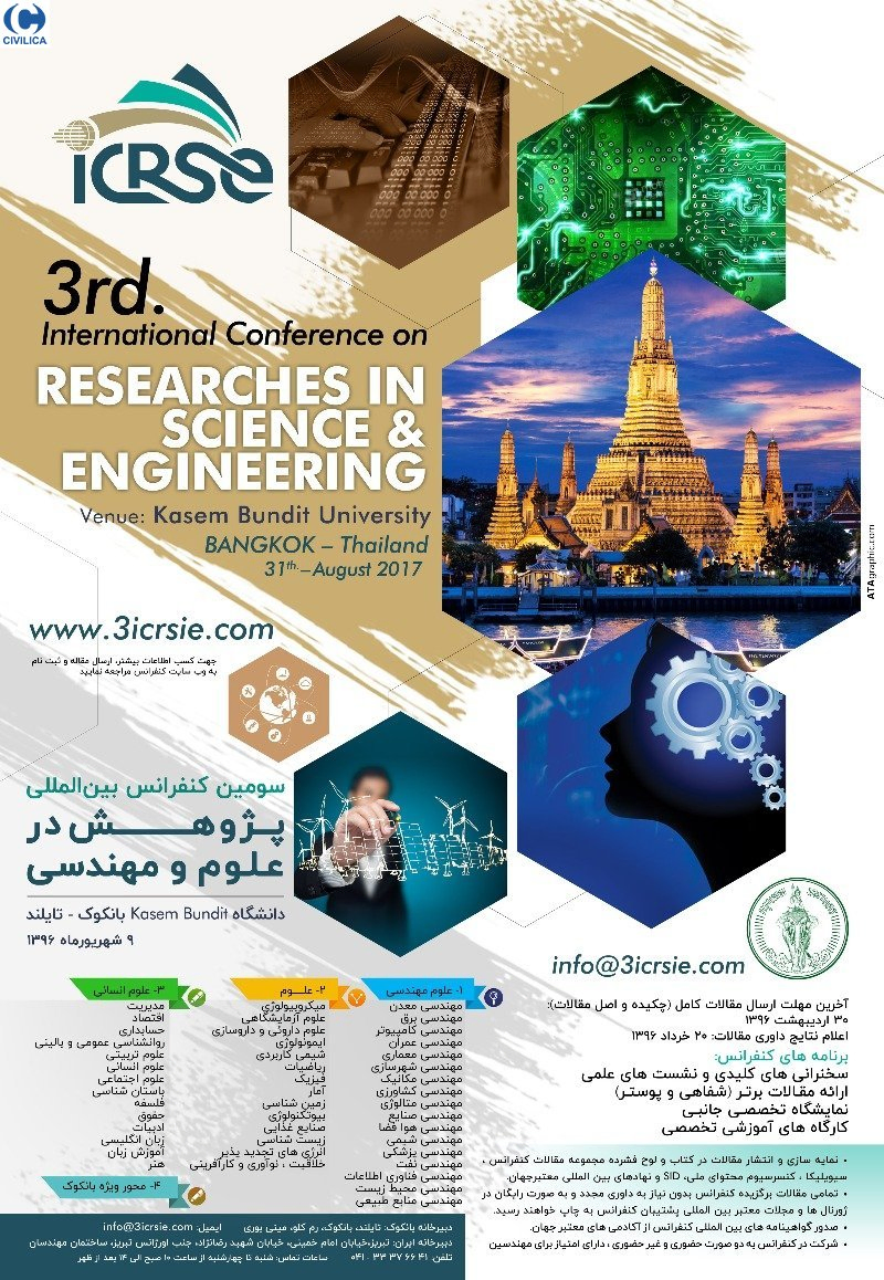 پوستر مجموعه مقالات سومین کنفرانس بین المللی پژوهش در علوم و مهندسی