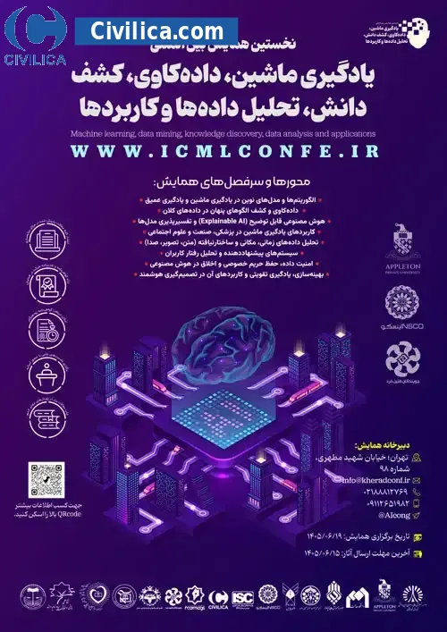 پوستر همایش بین المللی یادگیری ماشین، داده کاوی، کشف دانش، تحلیل داده ها و کاربردها