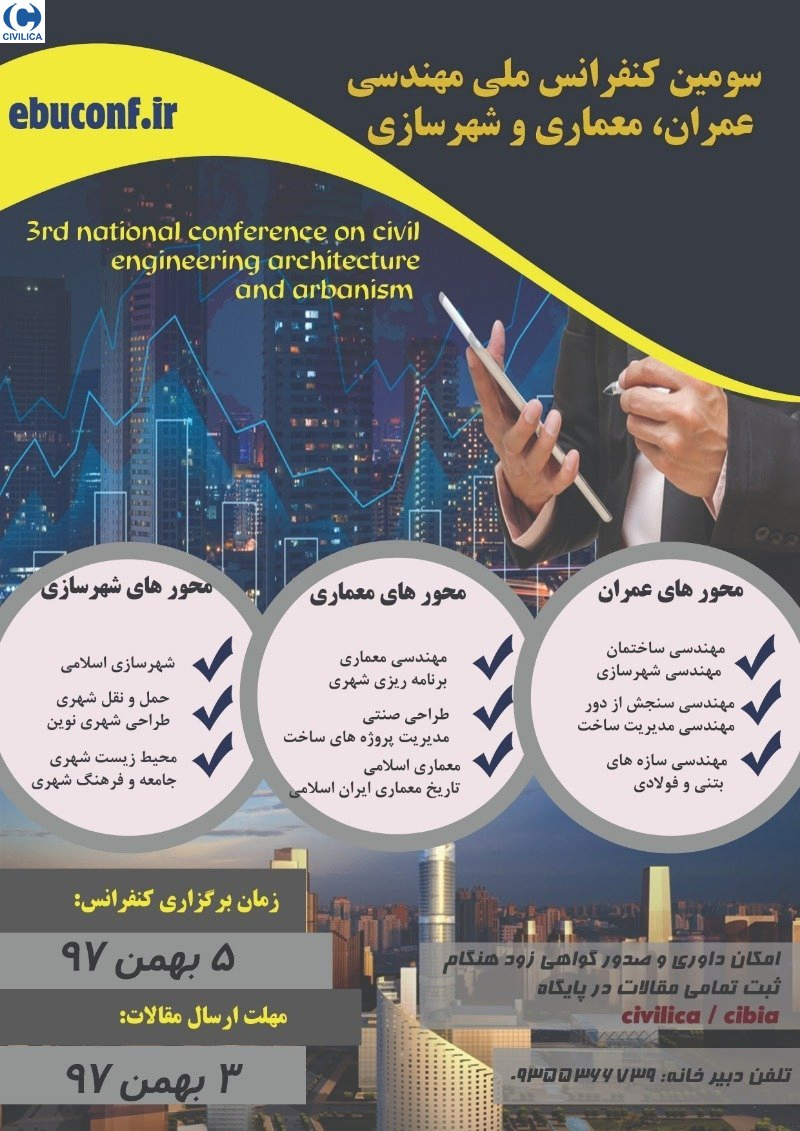 پوستر مجموعه مقالات سومین کنفرانس ملی مهندسی عمران،معماری و شهرسازی