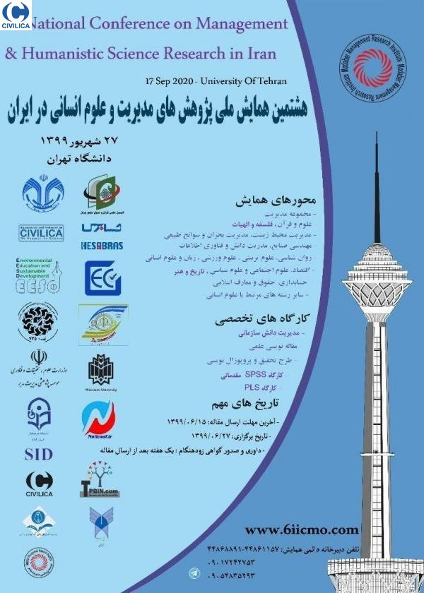 پوستر مجموعه مقالات هشتمین همایش ملی پژوهش های مدیریت و علوم انسانی در ایران