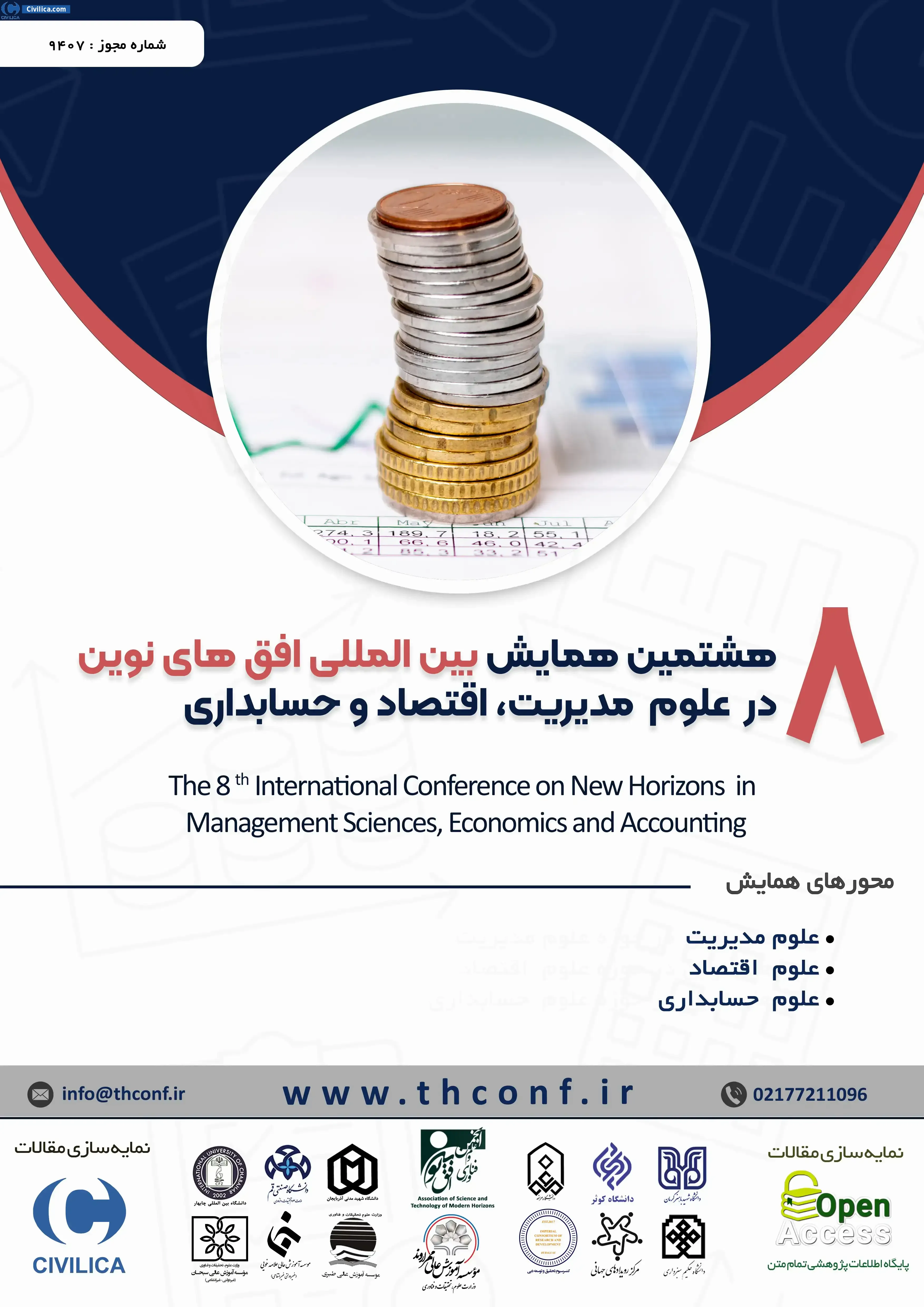 پوستر هشتمین همایش بین المللی افق های نوین در علوم مدیریت، اقتصاد و حسابداری