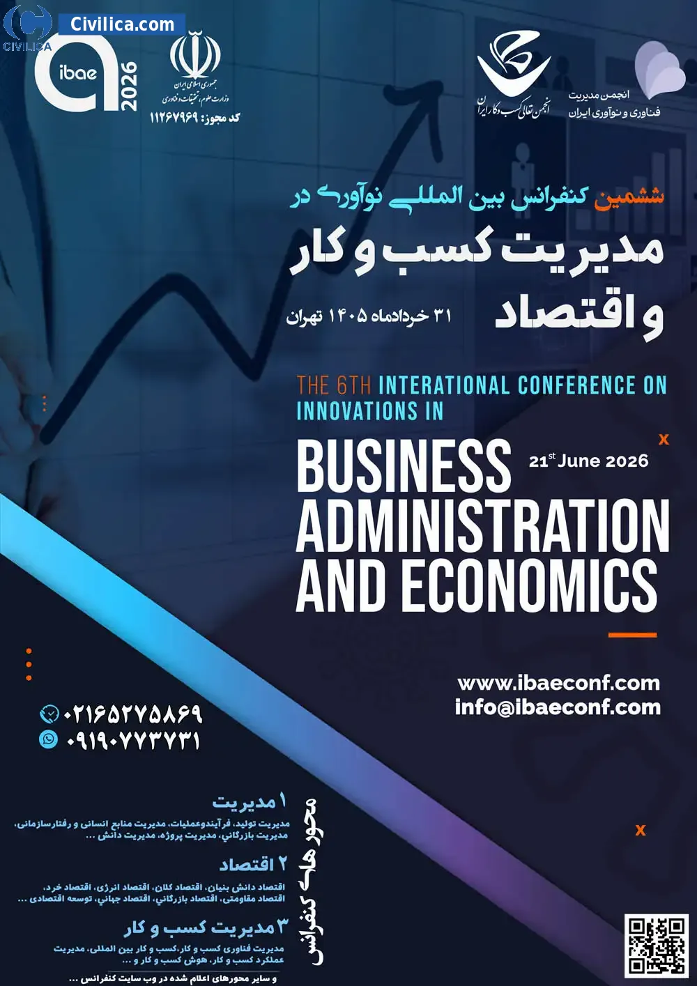 پوستر ششمین کنفرانس بین المللی نوآوری در مدیریت کسب و کار و اقتصاد