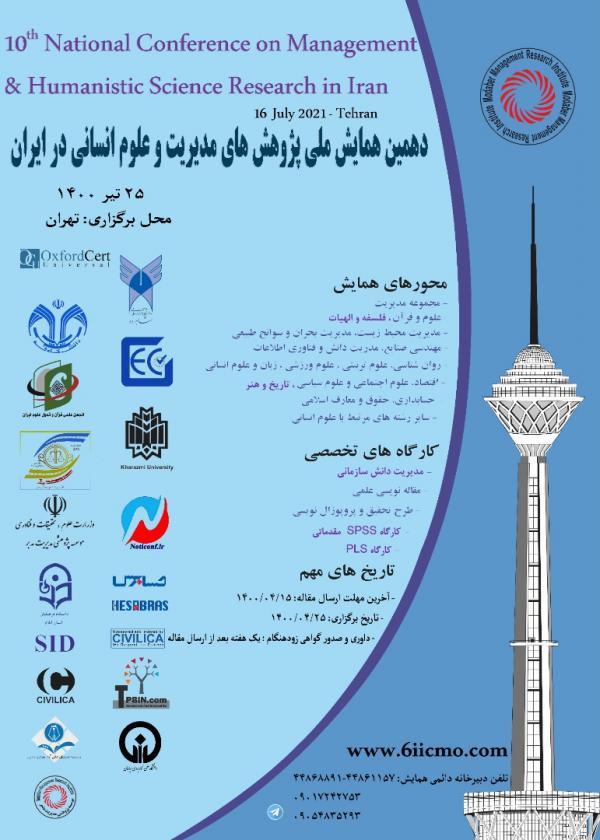 پوستر مجموعه مقالات دهمین همایش ملی پژوهش های مدیریت و علوم انسانی در ایران