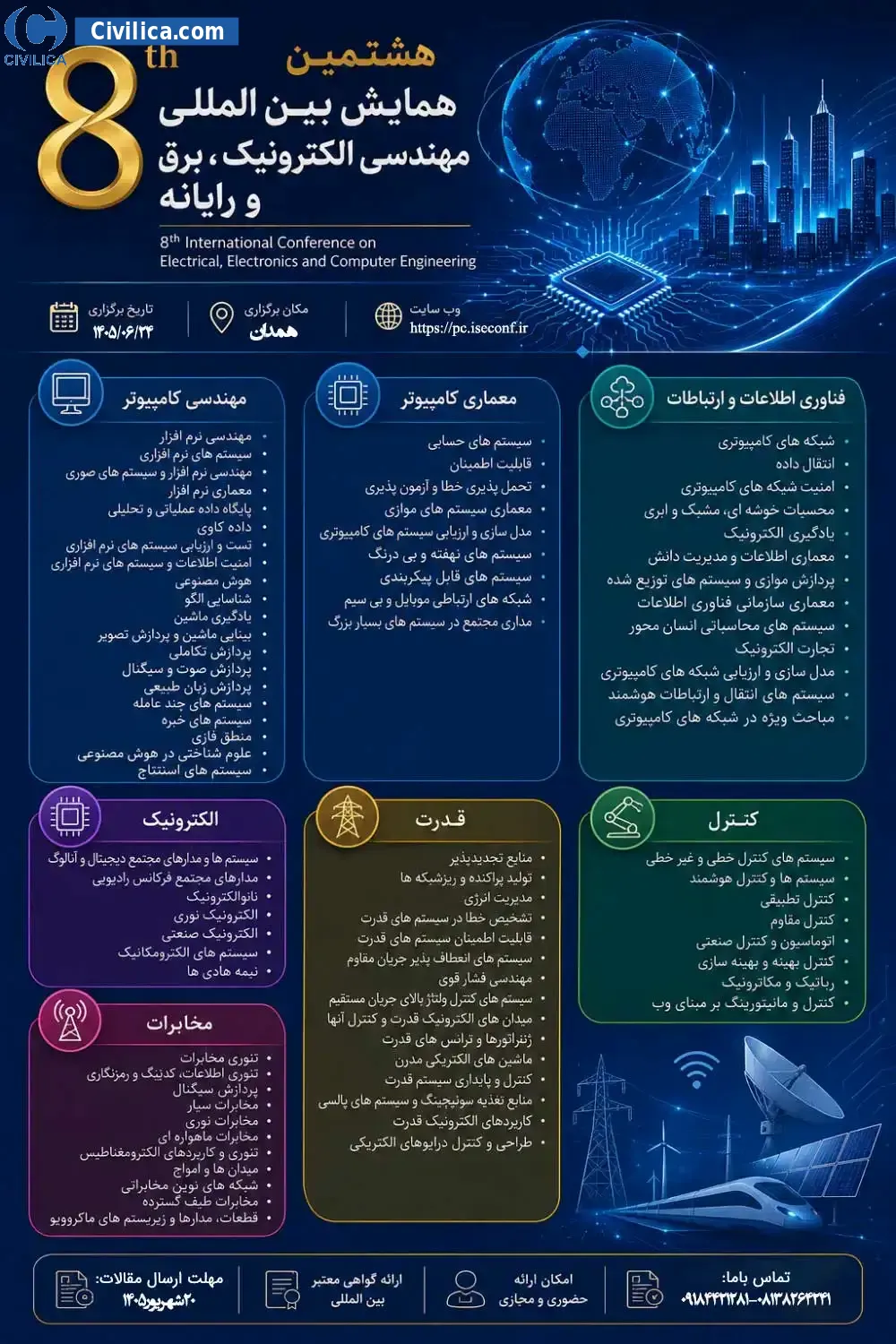 پوستر هشتمین همایش بین المللی مهندسی الکترونیک، برق و رایانه