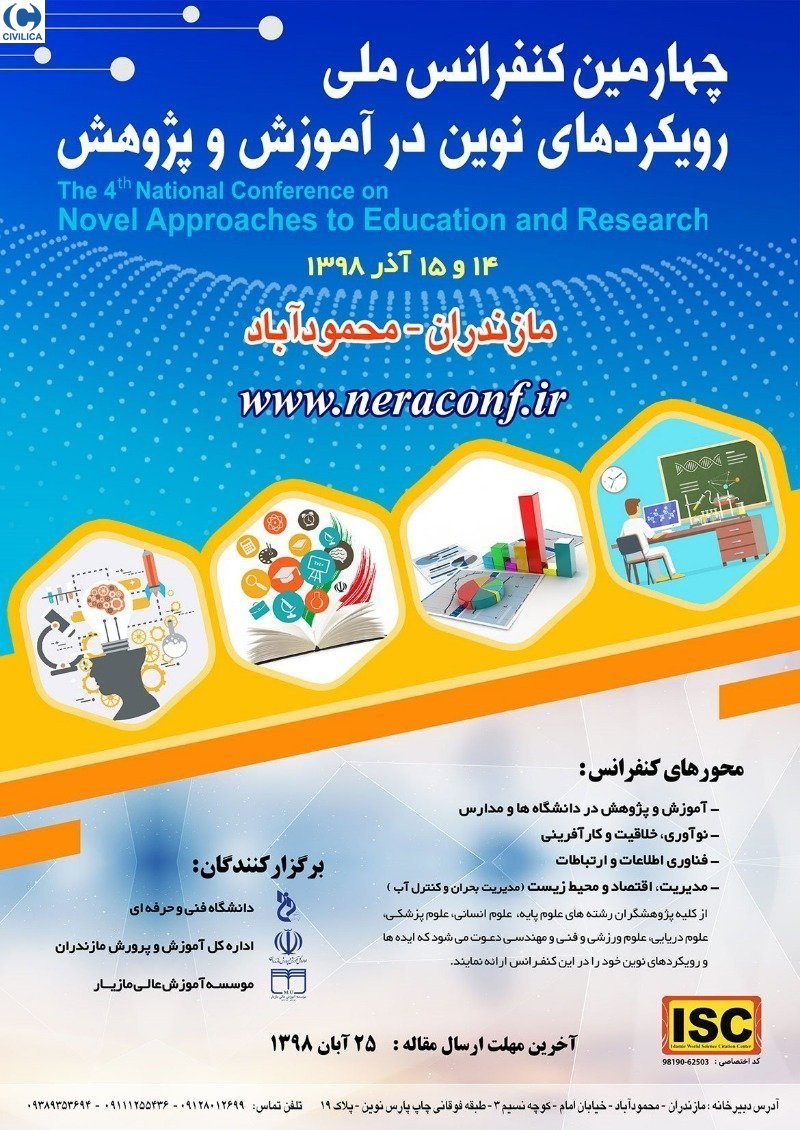پوستر مجموعه مقالات چهارمین کنفرانس ملی رویکردهای نوین در آموزش و پژوهش