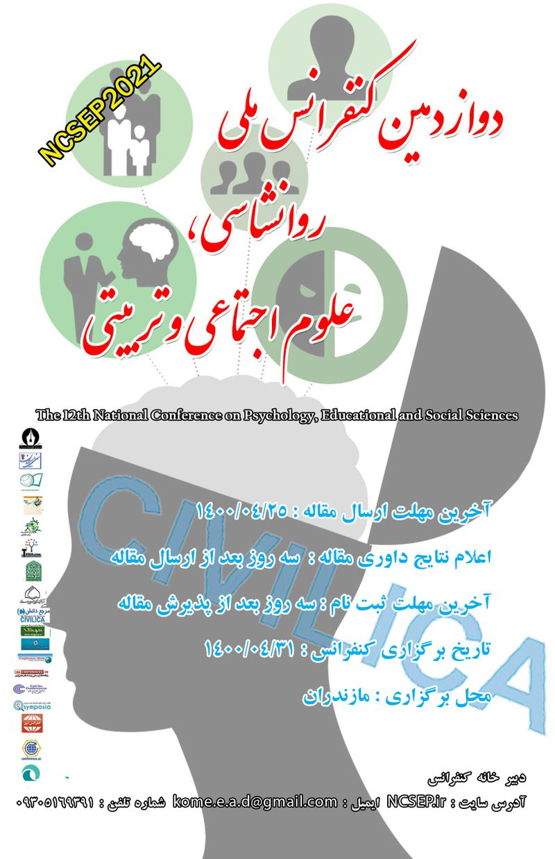 پوستر مجموعه مقالات دوازدهمین کنفرانس ملی روانشناسی، علوم تربیتی و اجتماعی