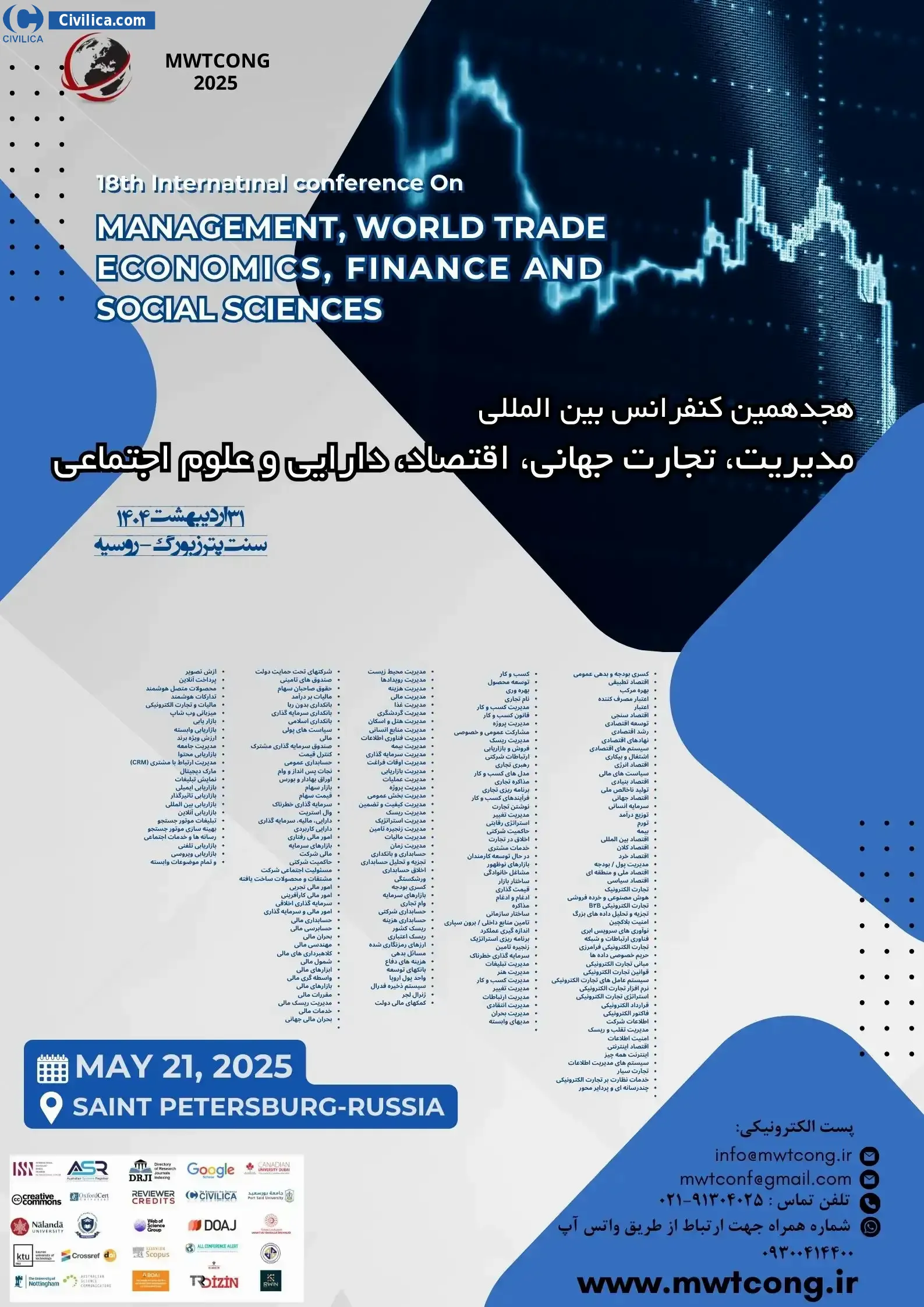 پوستر مجموعه مقالات هجدهمین کنفرانس بین المللی مدیریت، تجارت جهانی، اقتصاد، دارایی و علوم اجتماعی