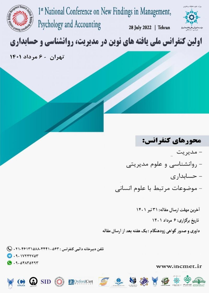 پوستر مجموعه مقالات اولین کنفرانس ملی یافته های نوین در مدیریت، روان شناسی و حسابداری