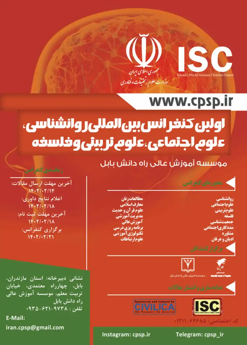 پوستر مجموعه مقالات اولین کنفرانس بین المللی روانشناسی، علوم اجتماعی، علوم تربیتی و فلسفه