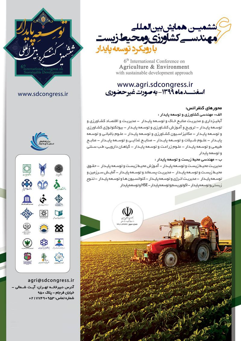 پوستر مجموعه مقالات ششمین همایش بین المللی مهندسی کشاورزی و محیط زیست با رویکرد توسعه پایدار