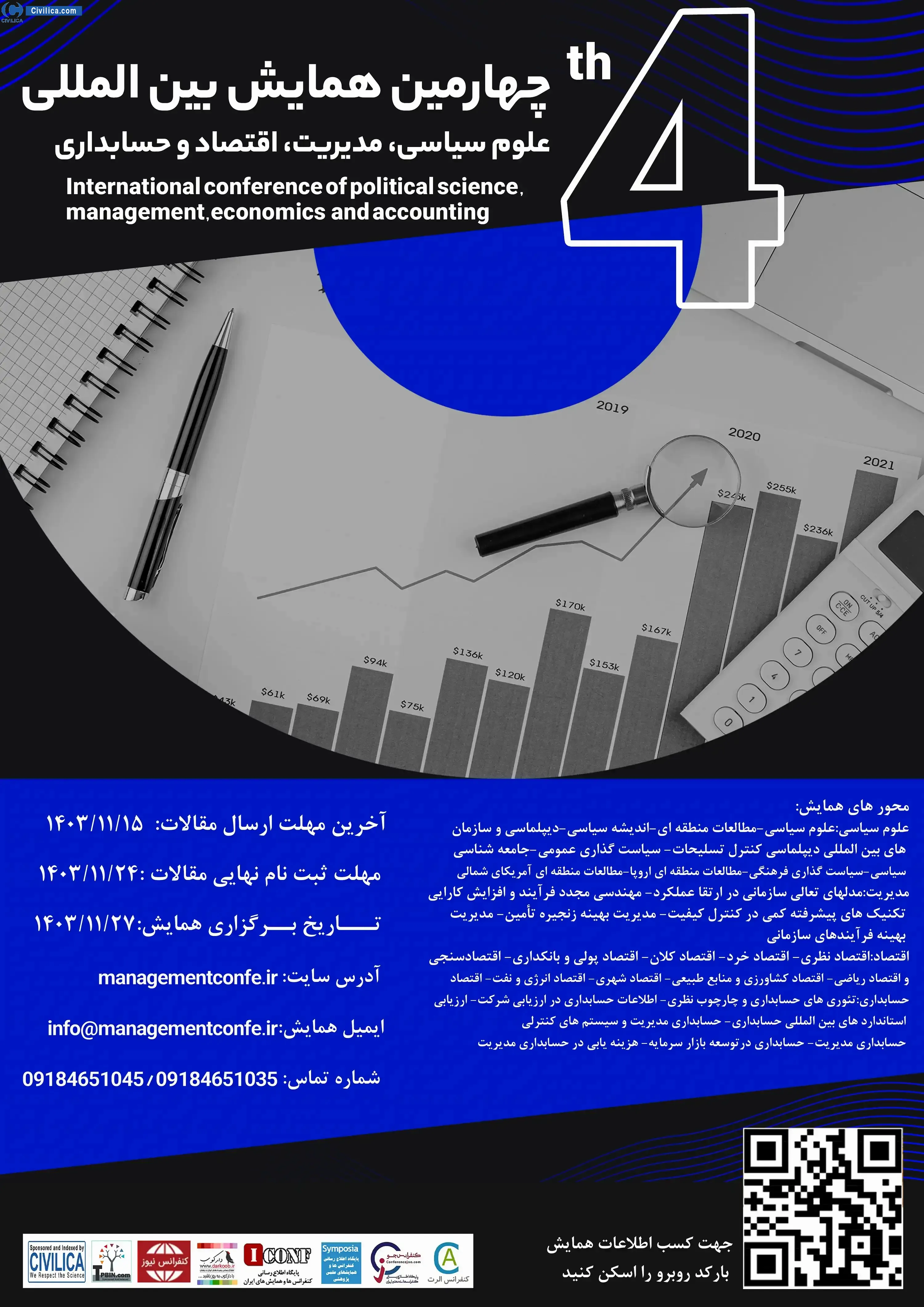 پوستر مجموعه مقالات چهارمین همایش بین المللی علوم سیاسی، مدیریت، اقتصاد و حسابداری