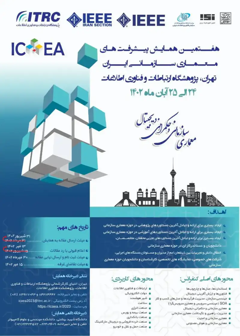 پوستر مجموعه مقالات هفتمین همایش ملی پیشرفت های معماری سازمانی ایران