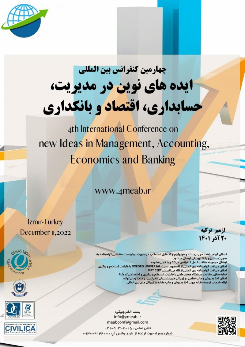 پوستر مجموعه مقالات چهارمین کنفرانس بین المللی ایده های نوین در مدیریت، حسابداری، اقتصاد و بانکداری