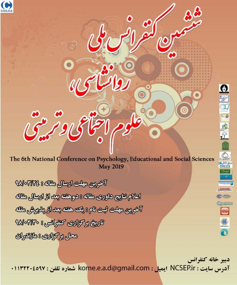پوستر مجموعه مقالات ششمین کنفرانس ملی روانشناسی، علوم تربیتی و اجتماعی
