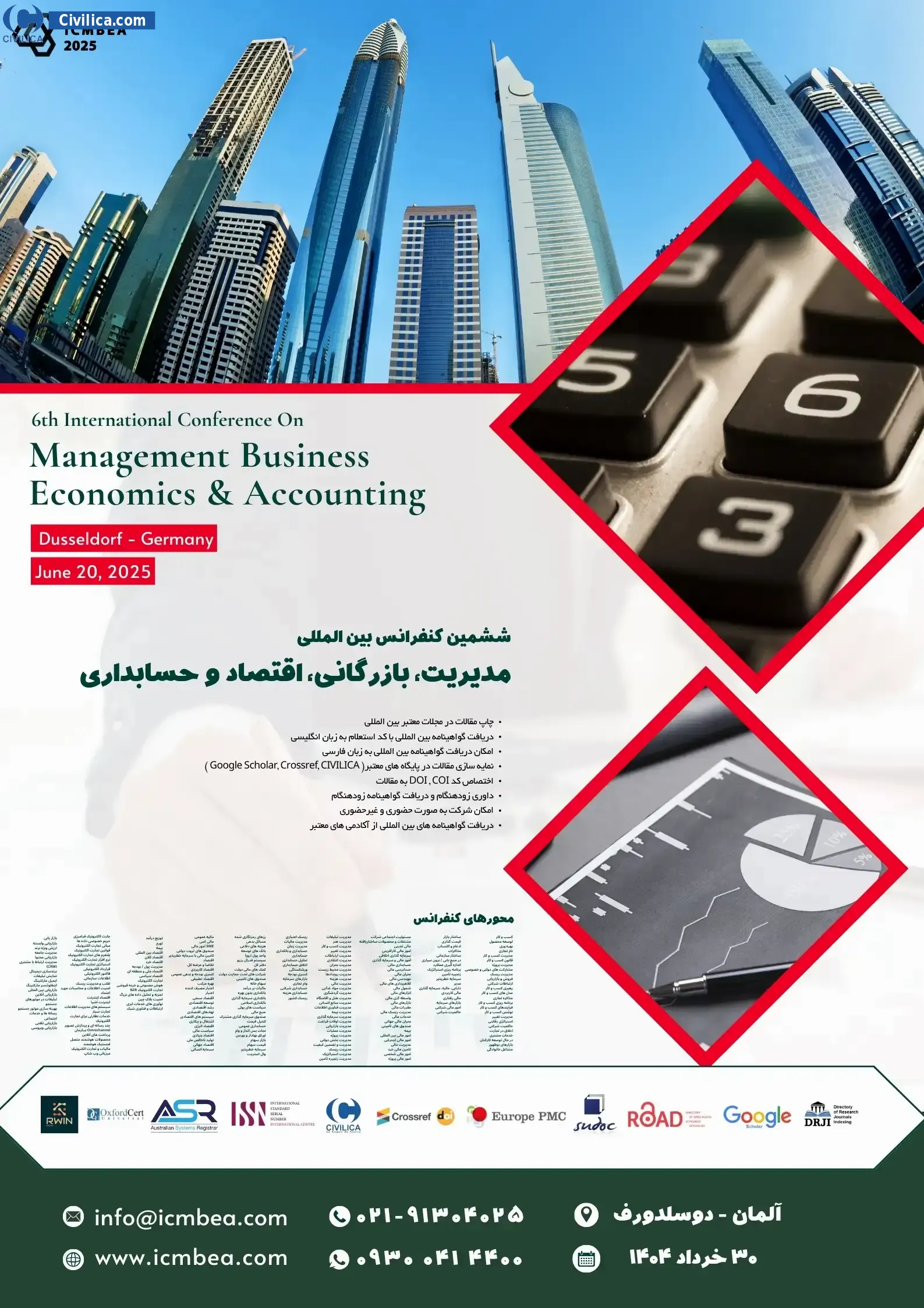 پوستر مجموعه مقالات ششمین کنفرانس بین المللی مدیریت، بازرگانی، اقتصاد و حسابداری