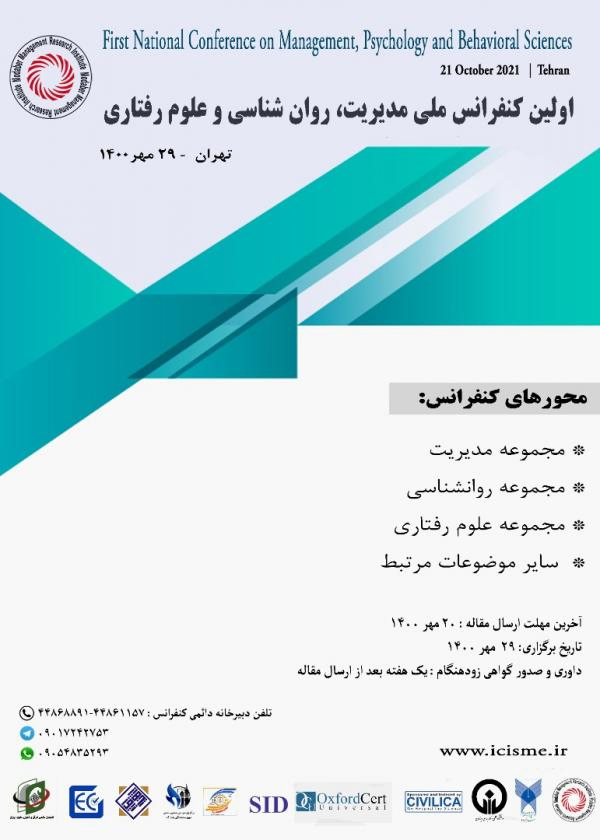 پوستر مجموعه مقالات اولین کنفرانس ملی مدیریت، روان شناسی و علوم رفتاری