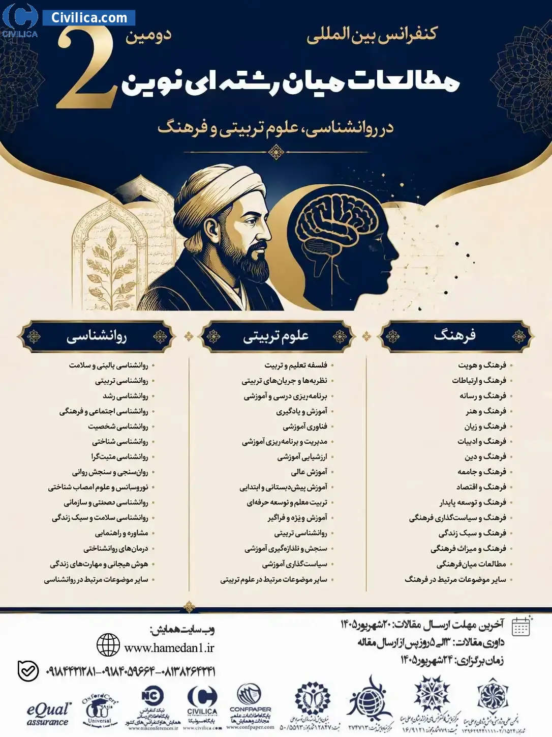 پوستر دومین همایش بین المللی مطالعات میان رشته ای نوین در روانشناسی، علوم تربیتی و فرهنگ