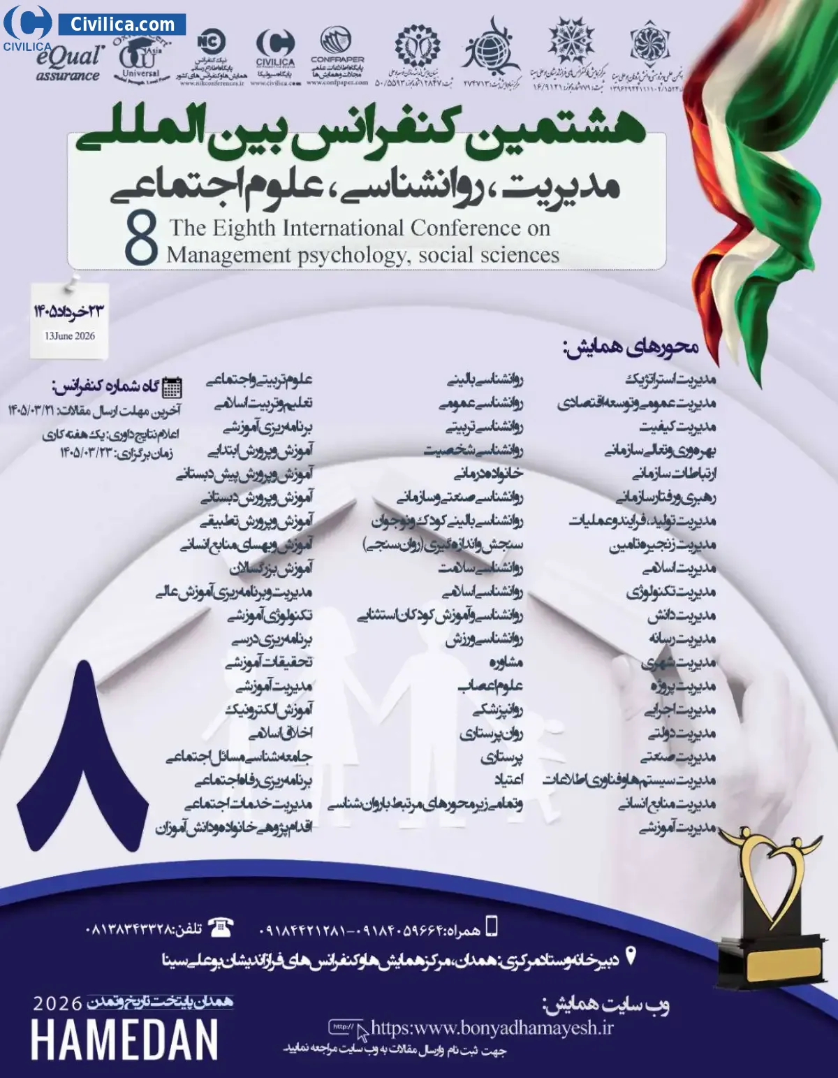 پوستر مجموعه مقالات هشتمین کنفرانس بین المللی مدیریت، روانشناسی و علوم اجتماعی
